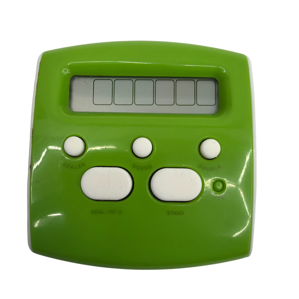 Radica Pocket Blackjack Handheld Electronic Game Green White Tested Working